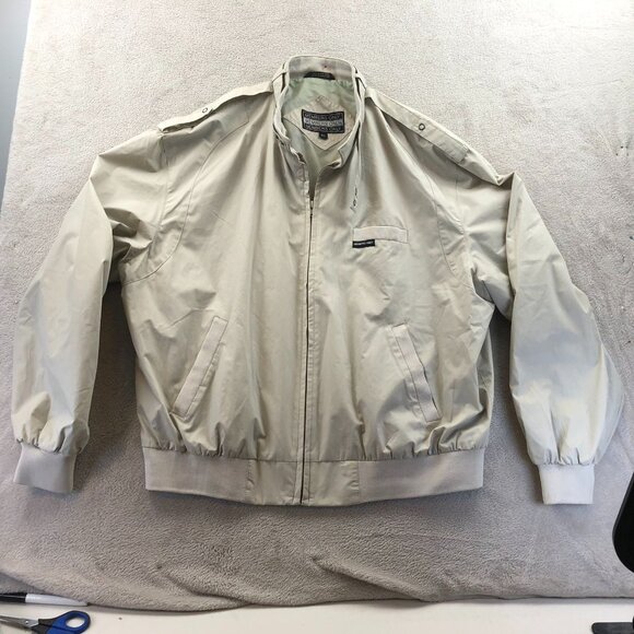 Vintage Members Only Mens Bomber Jacket XL Beige Full Zip Mock Neck Classic - Picture 9 of 10